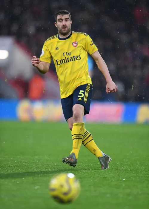 Framed Print : Sokratis of Arsenal in Action against AFC Bournemouth, Premier League 2019-20