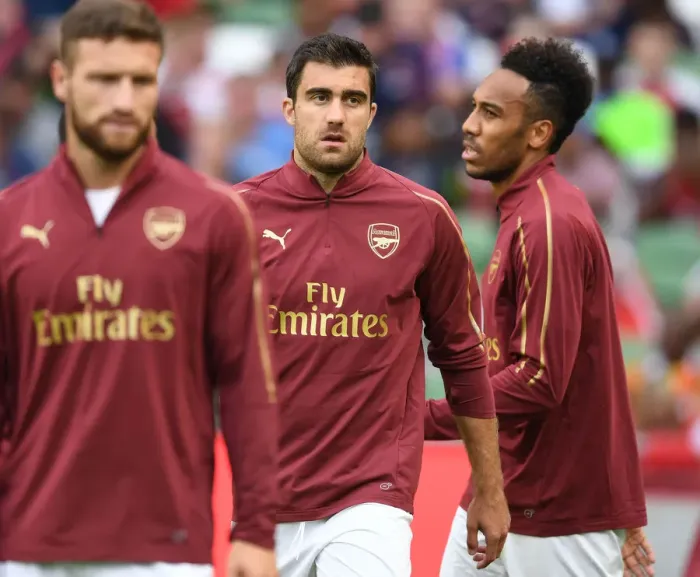 Framed Print : Sokratis of Arsenal: Pre-Season Showdown Against Chelsea, 2018 (Arsenal v Chelsea Friendly, Dublin)