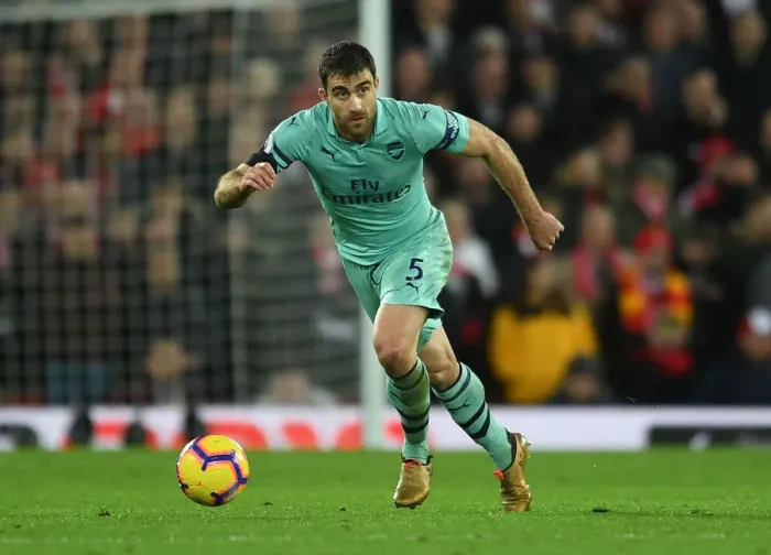 Framed Print : Sokratis Faces Liverpool: Arsenal vs. Liverpool, Premier League 2018-19