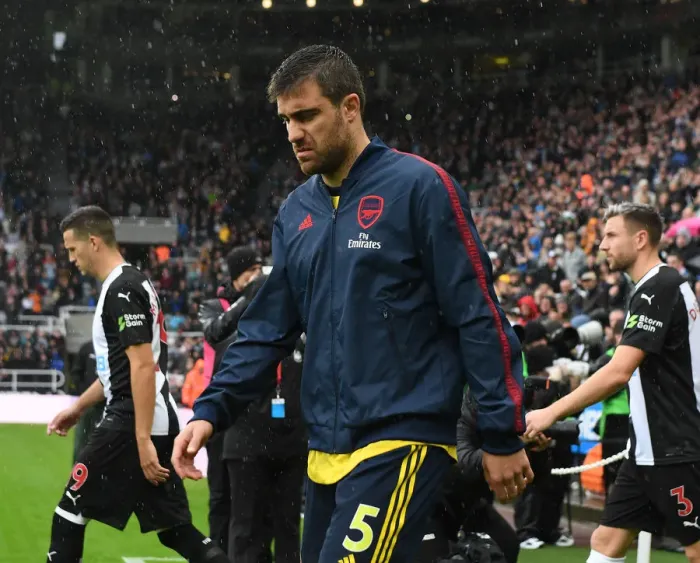 Framed Print : Sokratis Leads Arsenal Out at St. James Park: Newcastle United vs Arsenal FC, Premier League 2019-20