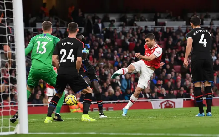 Framed Print : Sokratis Scores First Arsenal Goal: Arsenal vs. Crystal Palace, Premier League 2019-20