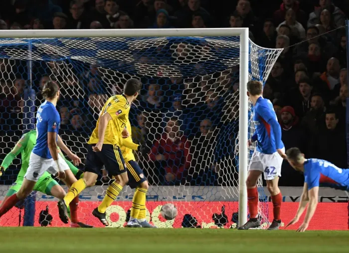 Framed Print : Sokratis Scores: Portsmouth vs Arsenal, FA Cup Fifth Round 2020 Framed Print : Sokratis Scores: Portsmouth vs Arsenal, FA Cup Fifth Round 2020