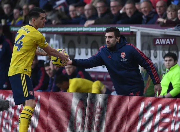 Framed Print : Sokratis and Xhaka: A Moment from the Burnley vs. Arsenal Premier League Clash