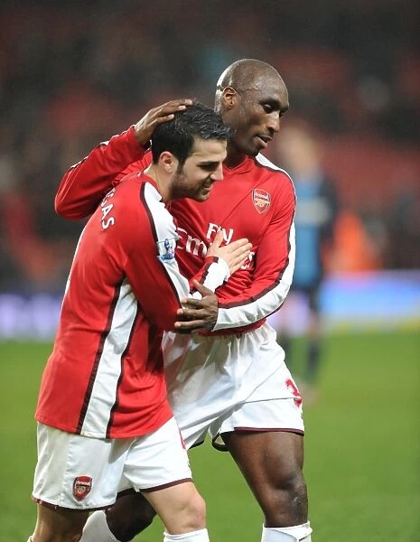 Sol Campbell and Cesc Fabregas (Arsenal). Arsenal 2: 0 West Ham United, Barclays Premeir League