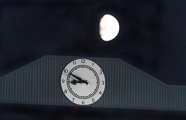 The South Stand Clock and the Moon. Arsenal 3:0 Blackburn Rovers