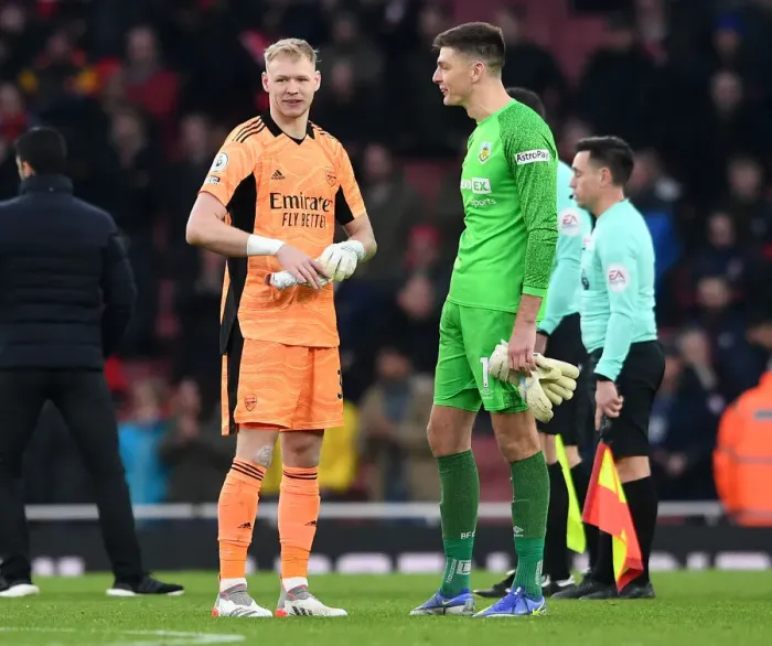 Framed Print : Sportsmanship on the Pitch: Ramsdale and Pope's Heartwarming Moment After Arsenal vs. Burnley Framed Print : Sportsmanship on the Pitch: Ramsdale and Pope's Heartwarming Moment After Arsenal vs. Burnley