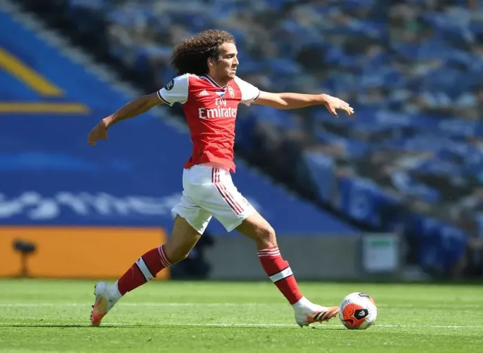 Framed Print : Empty Stands: Matteo Guendouzi of Arsenal in Action against Brighton & Hove Albion (2020)
