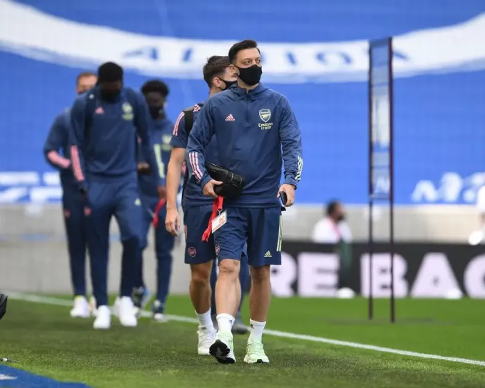 Framed Print : Empty Stands: Mesut Ozil Prepares for Brighton vs. Arsenal in Premier League Amidst Coronavirus Pandemic Framed Print : Empty Stands: Mesut Ozil Prepares for Brighton vs. Arsenal in Premier League Amidst Coronavirus Pandemic