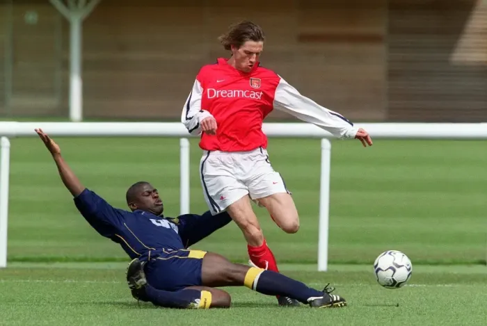 Framed Print : Stefan Malz Training at Arsenal Reserves, Arsenal Football Club, Shenley, Hertfordshire, 25 / 4 / 2001