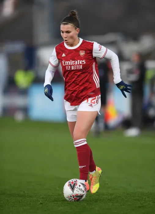 Framed Print : Steph Catley in Action: Arsenal Women vs Birmingham City Women (FA WSL, 2020-21)