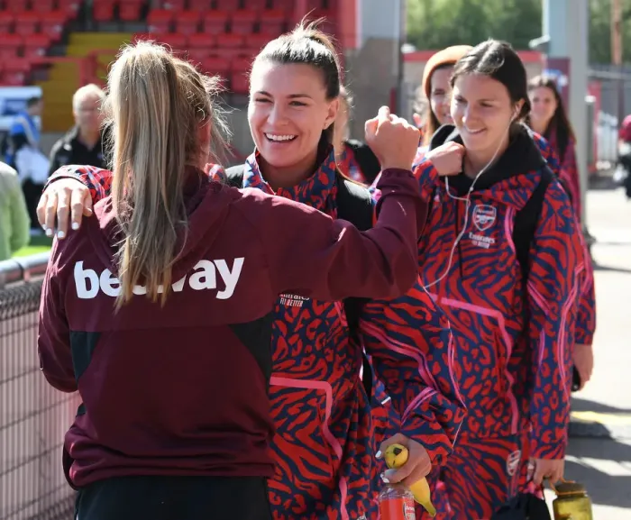 Framed Print : Steph Catley of Arsenal Prepares for West Ham United Women Clash in FA WSL (2021-22)