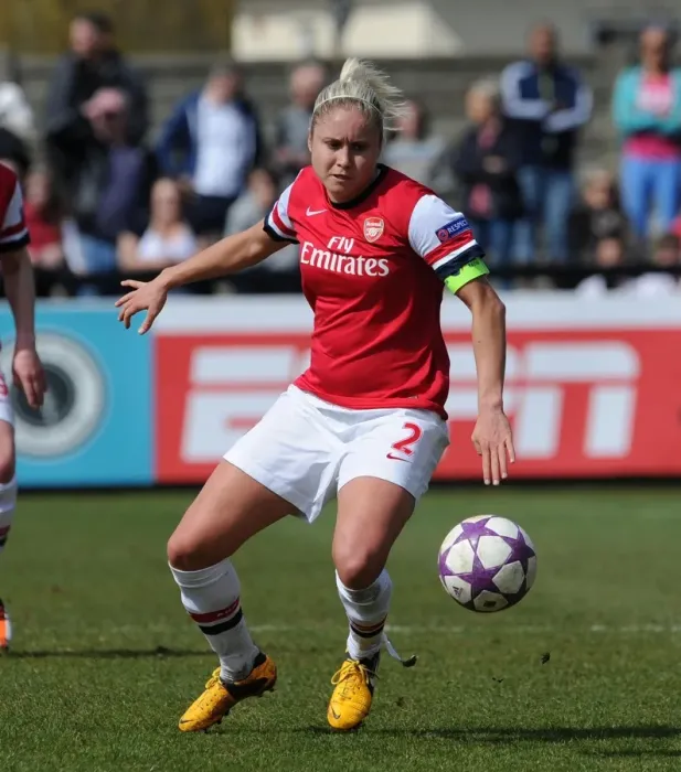 Framed Print : Steph Houghton in Action: Arsenal Ladies vs. VfL Wolfsburg, 2013 UEFA Women's Champions League Semi-Final Framed Print : Steph Houghton in Action: Arsenal Ladies vs. VfL Wolfsburg, 2013 UEFA Women's Champions League Semi-Final