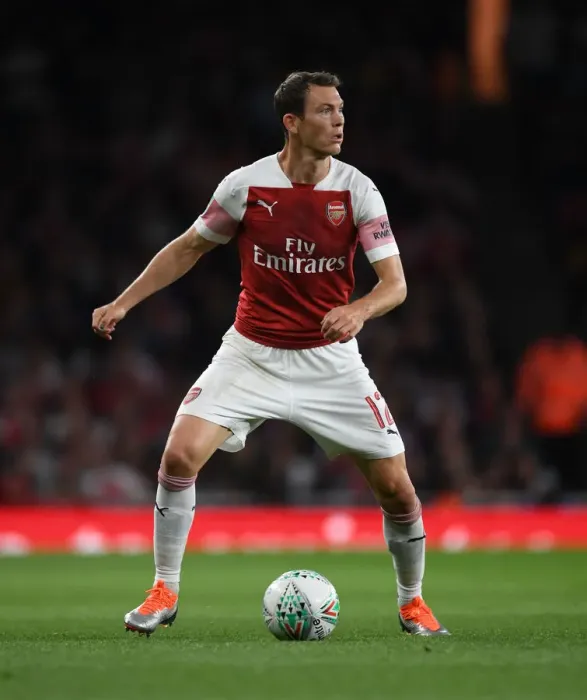 Framed Print : Stephan Lichtsteiner in Action: Arsenal vs. Brentford, Carabao Cup 2018-19