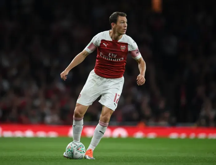 Framed Print : Stephan Lichtsteiner in Action: Arsenal vs. Brentford, Carabao Cup 2018-19