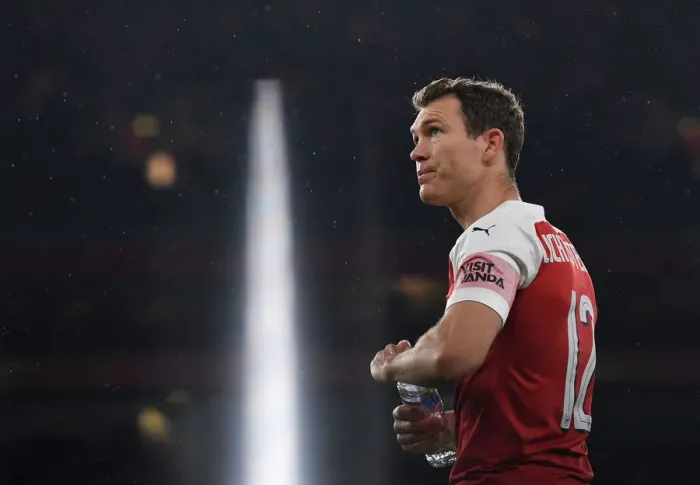 Framed Print : Stephan Lichtsteiner in Action: Arsenal vs Blackpool, Carabao Cup 2018-19