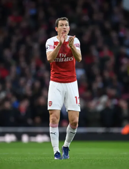 Framed Print : Stephan Lichtsteiner in Action: Arsenal vs Huddersfield Town, Premier League 2018-19