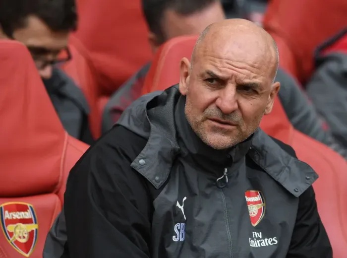 Framed Print : Steve Bould: Arsenal Assistant Manager Before Arsenal vs Brighton & Hove Albion, Premier League 2017-18