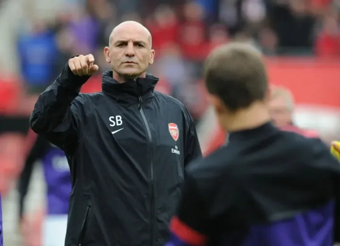 Framed Print : Steve Bould: Arsenal Assistant Manager at Pre-Season Match Against Anderlecht (2012-13)