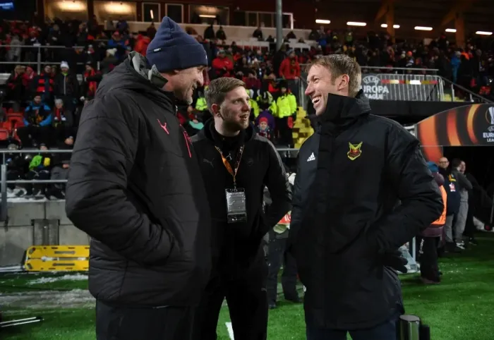 Framed Print : Steve Bould and Graham Potter: Pre-Match Chat Before Ostersunds FK vs Arsenal, UEFA Europa League 2018 Framed Print : Steve Bould and Graham Potter: Pre-Match Chat Before Ostersunds FK vs Arsenal, UEFA Europa League 2018