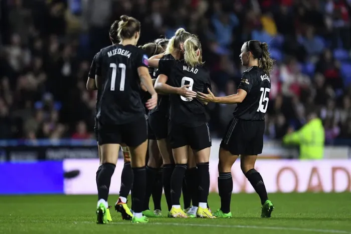 Framed Print : Stina Blackstenius Scores for Arsenal in FA WSL Match against Reading, October 2022: Goal Celebration