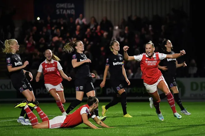 Framed Print : Stina Blackstenius Scores Her Second Goal: Arsenal Women's Super League Triumph Over West Ham United Framed Print : Stina Blackstenius Scores Her Second Goal: Arsenal Women's Super League Triumph Over West Ham United