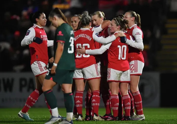 Framed Print : Stina Blackstenius Scores Thrilling First Goal: Arsenal Women Triumph Over Liverpool Women in FA WSL Clash