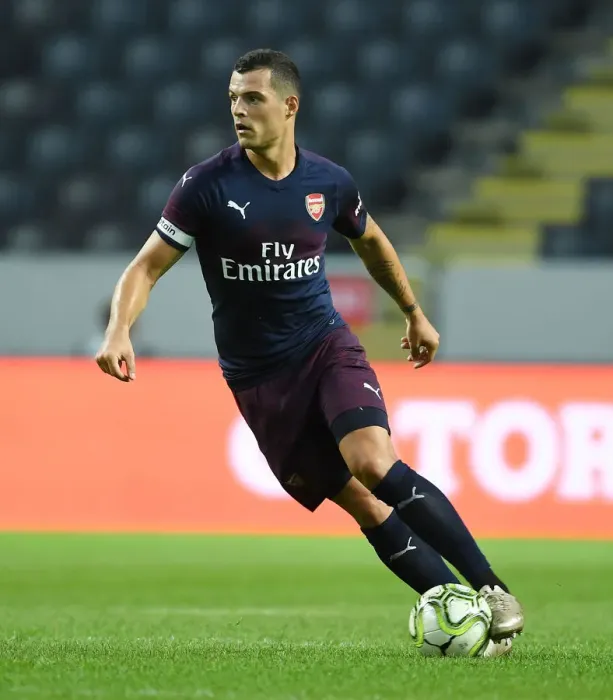 Framed Print : STOCKHOLM, SWEDEN - AUGUST 04: Granit Xhak of Arsenal during the Pre-season friendly between Arsenal Framed Print : STOCKHOLM, SWEDEN - AUGUST 04: Granit Xhak of Arsenal during the Pre-season friendly between Arsenal