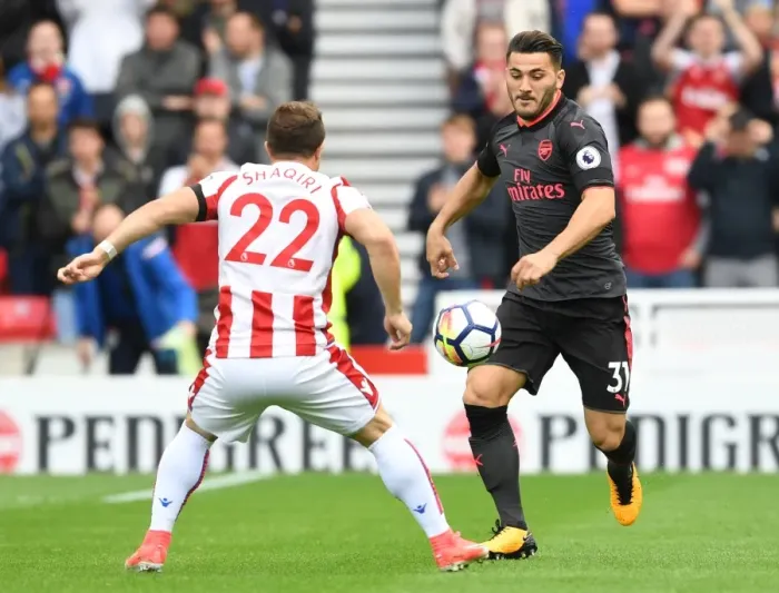 Framed Print : Stoke City vs Arsenal: A Battle Between Shaqiri and Kolasinac Framed Print : Stoke City vs Arsenal: A Battle Between Shaqiri and Kolasinac