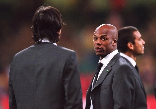 Sylvain Wiltord in his suit before the match. Arsenal 1:0 Southampton. The F