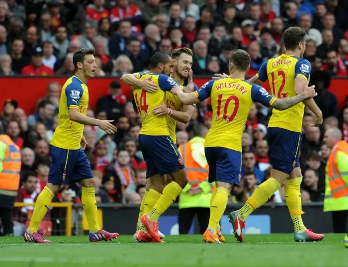 Framed Print : Theo Walcott and Aaron Ramsey: Celebrating Glory - Manchester United vs. Arsenal, Premier League 2014-15 Framed Print : Theo Walcott and Aaron Ramsey: Celebrating Glory - Manchester United vs. Arsenal, Premier League 2014-15