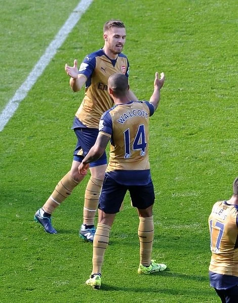 Theo Walcott and Aaron Ramsey's Unforgettable Goal Celebration: Leicester City vs. Arsenal (2015 / 16)