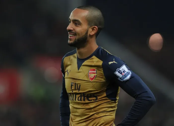 Framed Print : Theo Walcott in Action: Arsenal vs. Stoke City, Premier League 2015-16