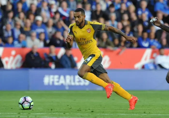 Framed Print : Theo Walcott in Action: Arsenal vs. Leicester City, Premier League 2016-17