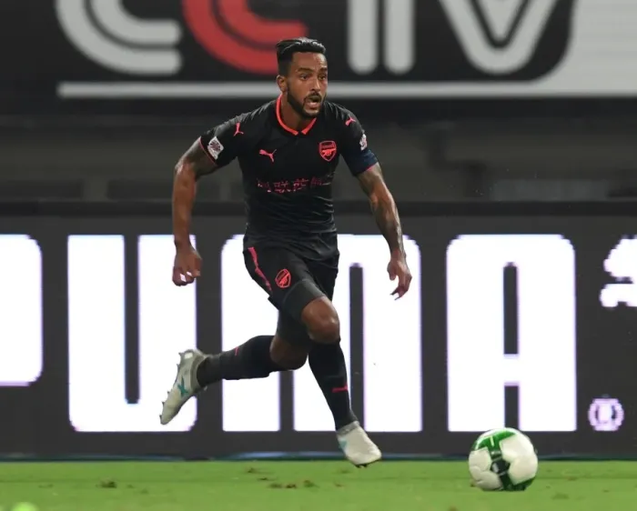 Framed Print : Theo Walcott in Action: Arsenal vs. Bayern Munich, 2017 Pre-Season Friendly in Shanghai