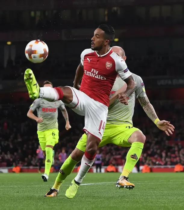 Framed Print : Theo Walcott in Action: Arsenal vs. 1. FC Koeln, Europa League 2017-18