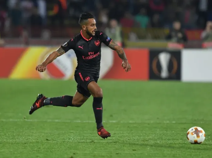 Framed Print : Theo Walcott in Action: Arsenal vs. Red Star Belgrade, Europa League 2017-18