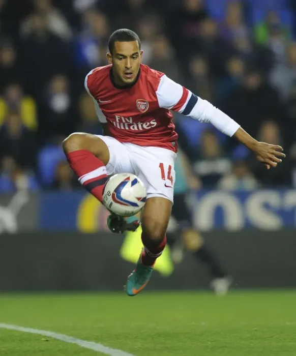 Framed Print : Theo Walcott in Action: Arsenal vs. Reading - Capital One Cup 2012-13