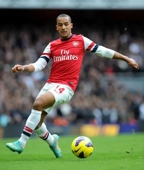 Framed Print : Theo Walcott in Action: Arsenal vs. Tottenham Hotspur, Premier League 2012-13