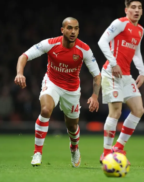 Framed Print : Theo Walcott in Action: Arsenal vs Leicester City, Premier League 2014-15