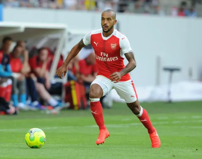 Framed Print : Theo Walcott in Action: Arsenal vs RC Lens (2016) Framed Print : Theo Walcott in Action: Arsenal vs RC Lens (2016)
