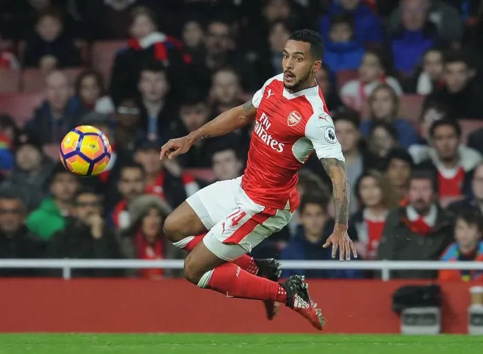Framed Print : Theo Walcott in Action: Arsenal vs Stoke City, Premier League 2016-17 Framed Print : Theo Walcott in Action: Arsenal vs Stoke City, Premier League 2016-17