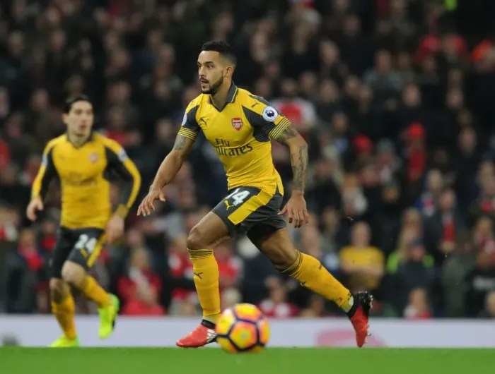 Framed Print : Theo Walcott in Action: Manchester City vs. Arsenal, Premier League 2016-17