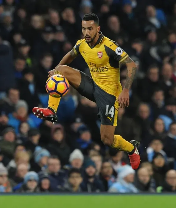 Framed Print : Theo Walcott in Action: Manchester City vs Arsenal, Premier League 2016-17
