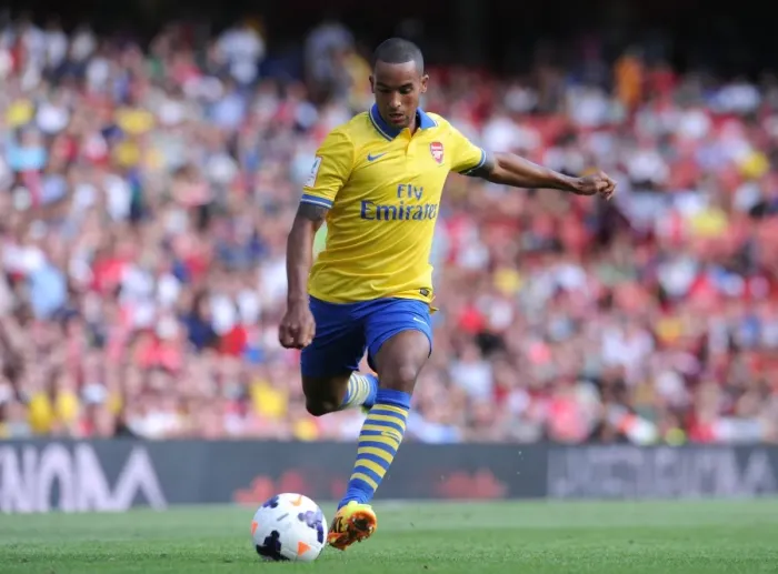 Framed Print : Theo Walcott (Arsenal). Arsenal 2: 2 Napoli. Emirates Cup Day One. Emirates Stadium, 3  /  8  /  13
