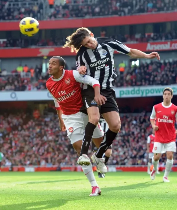 Framed Print : Theo Walcott (Arsenal) Fabricio Coloccini (Newcastle). Arsenal 0: 1 Newcastle United