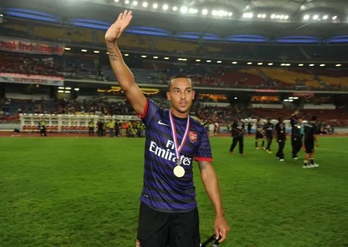 Framed Print : Theo Walcott (Arsenal). Malaysia 1: 2 Arsenal. Pre Season Friendly. National Stadium Framed Print : Theo Walcott (Arsenal). Malaysia 1: 2 Arsenal. Pre Season Friendly. National Stadium