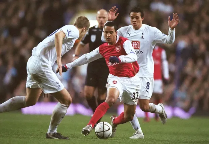 Framed Print : Theo Walcott (Arsenal) Michael Dawson and Jermaine Jenas (Spurs) Framed Print : Theo Walcott (Arsenal) Michael Dawson and Jermaine Jenas (Spurs)