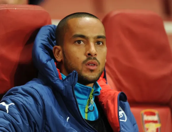 Framed Print : Theo Walcott on the Bench: Arsenal FC vs RSC Anderlecht, UEFA Champions League, 2014