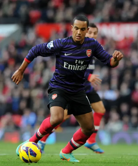 Framed Print : Theo Walcott Faces Manchester United: Arsenal vs. Manchester United, Premier League 2012-13