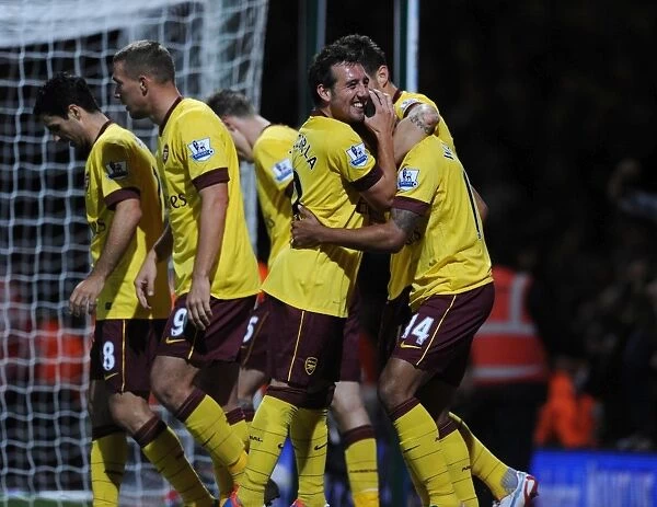Theo Walcott and Santi Cazorla Celebrate Arsenal's Goals Against West Ham United (2012-13)